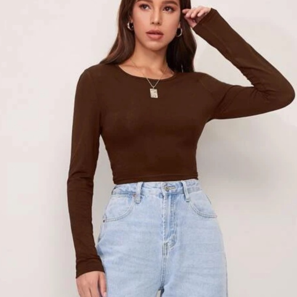 Brown Knit Long Sleeve